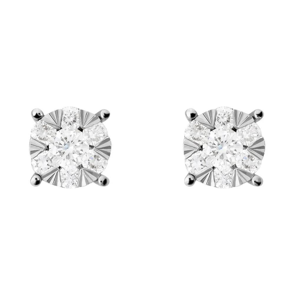 Orecchini Lobo Punto Luce Petali Oro Bianco 750/1000 Diamante Bianco 0,5 ct 1680967