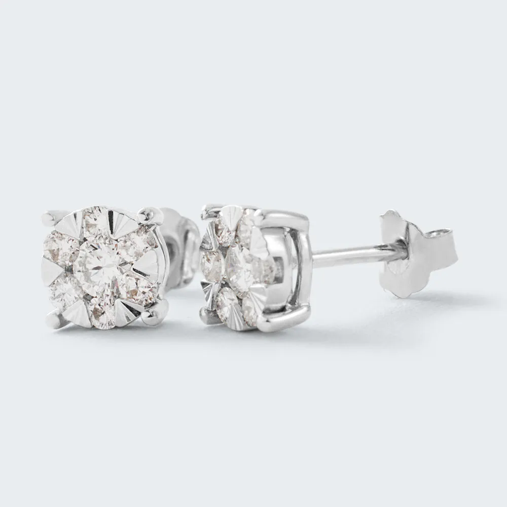 Orecchini Lobo Punto Luce Petali Oro Bianco 750/1000 Diamante Bianco 0,5 ct 1680967