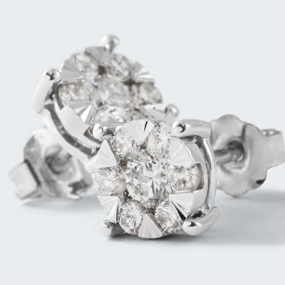 Orecchini Lobo Punto Luce Petali Oro Bianco 750/1000 Diamante Bianco 0,5 ct 1680967