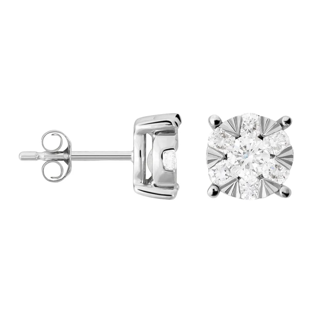 Orecchini Lobo Punto Luce Petali Oro Bianco 750/1000 Diamante Bianco 0,5 ct 1680967